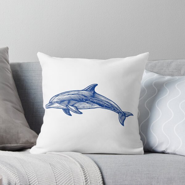 Item preview, Retro Blue Linocut Dolphin Ocean Life designed and sold by seven things shop.