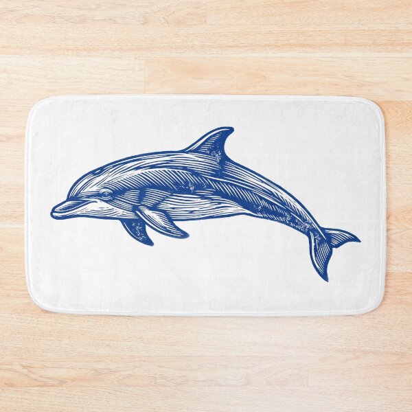 Item preview, Retro Blue Linocut Dolphin Ocean Life designed and sold by seven things shop.