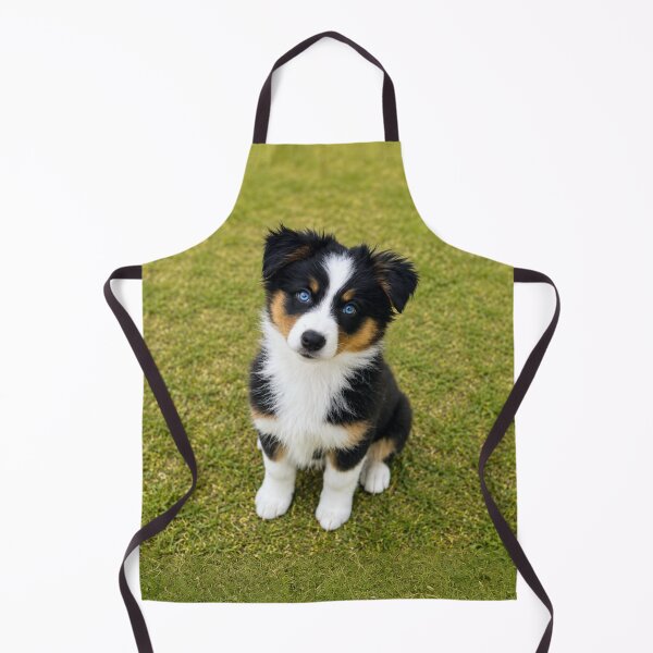 Item preview, Blue-Eyed Australian Shepherd Puppy on Green Grass designed and sold by Wild Bloom Paws.
