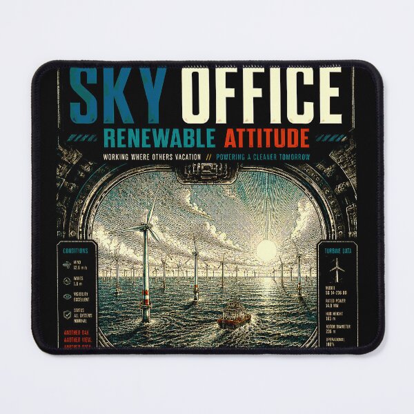 Item preview, Offshore Sky Office Renewable Attitude Windtech Poster designed and sold by RoyalOrderGallery.