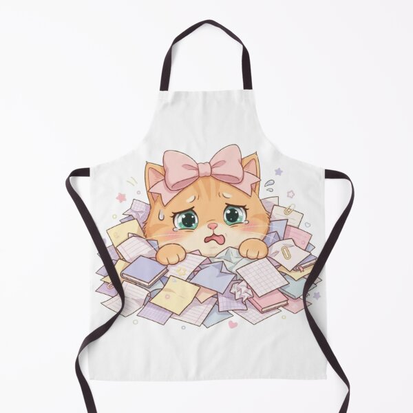 Item preview, Kawaii Overwhelmed Cat Buried In Homework Papers designed and sold by Moody Vibes Studio.