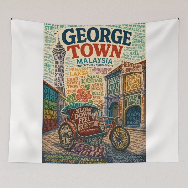 Item preview, George Town Penang Malaysia UNESCO Heritage Streets designed and sold by Places On Earth.