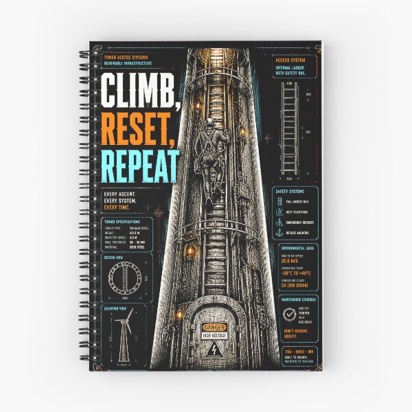 Item preview, Climb Reset Repeat Internal Tower Ladder Windtech designed and sold by RoyalOrderGallery.
