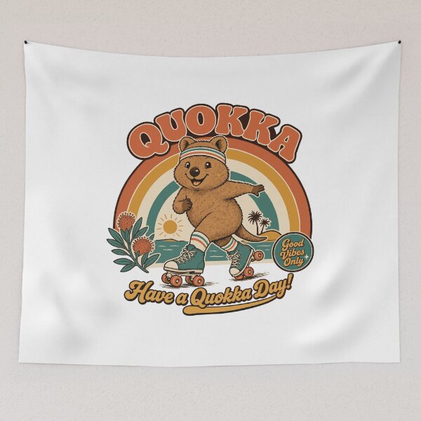 Item preview, Quokka Roller Skating Retro Good Vibes Design designed and sold by AntiqueImages.