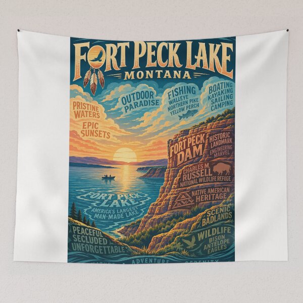 Item preview, Fort Peck Lake Montana Charles M Russell Wildlife Refuge designed and sold by Places On Earth.