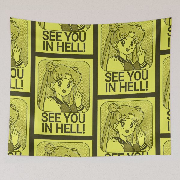 Item preview, Anime Girl Rebel Retro Anime Grunge - See You In Hell Vintage Manga Sticker designed and sold by William Cano.