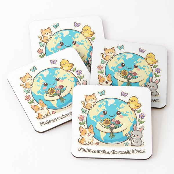 Item preview, Kindness Makes The World Bloom Cute Kawaii Earth Animals designed and sold by carestazafeli.