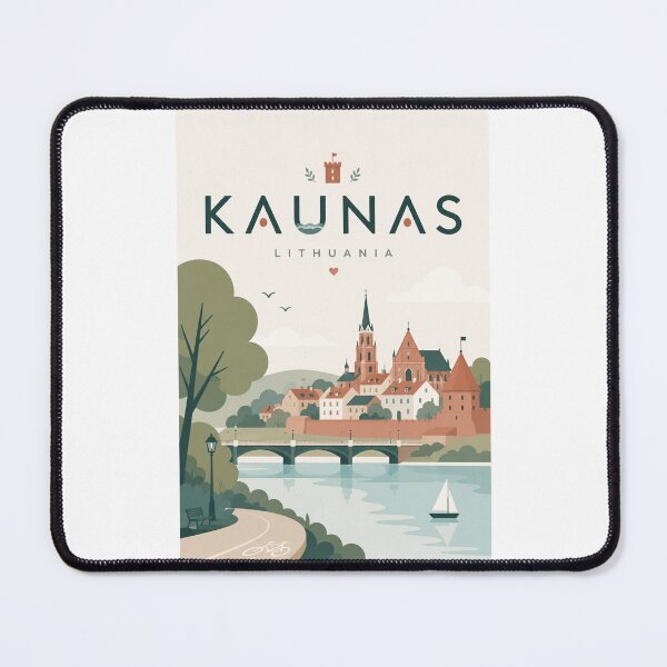 Item preview, Kaunas Lithuania Old Town, Nemunas River and Kaunas Castle designed and sold by Places On Earth.