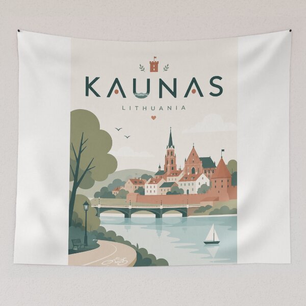 Item preview, Kaunas Lithuania Old Town, Nemunas River and Kaunas Castle designed and sold by Places On Earth.
