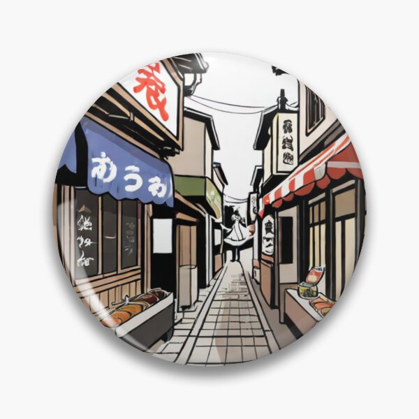 Item preview, Art - Stylized Japanese Street Scene, Striking Urban Manga Illustration designed and sold by Reverso-Design.