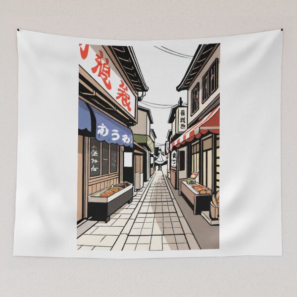 Item preview, Art - Stylized Japanese Street Scene, Striking Urban Manga Illustration designed and sold by Reverso-Design.