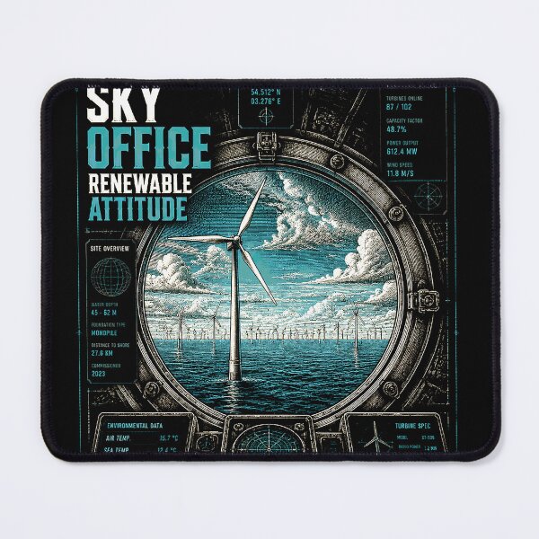 Item preview, Offshore Sky Office Renewable Attitude Wind Turbine Technician designed and sold by RoyalOrderGallery.