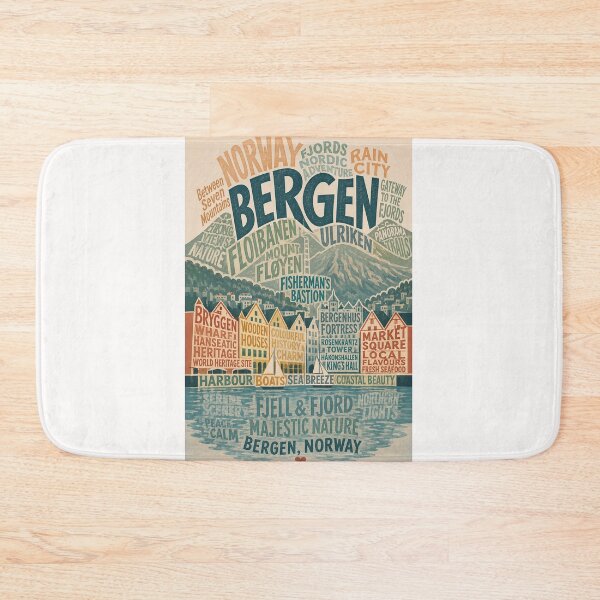 Item preview, Bergen Norway Bryggen Wharf, Floyen and Ulriken Fjords designed and sold by Places On Earth.