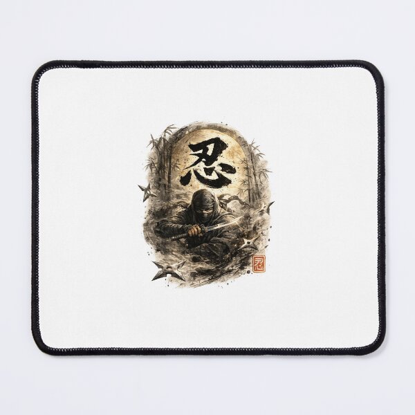 Item preview, Ninja Shinobi Kanji Ink Wash Painting Japanese Art designed and sold by Autium＿company.jp.