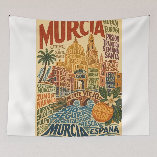 Item preview, Murcia Spain Cathedral, Segura River and Plaza Cardenal Belluga designed and sold by Places On Earth.