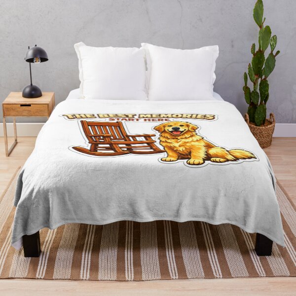 Item preview, The Best Memories Start Here – Golden Retriever & Rocking Chair Design, Cozy Dog Lover Shirt designed and sold by Sahil Randhawa.