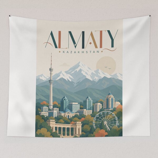 Item preview, Almaty Kazakhstan Skyline with Tian Shan Mountains and Kok Tobe designed and sold by Places On Earth.
