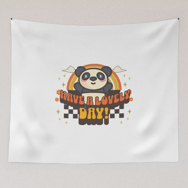 Item preview, Have a Lovely Day Panda | Cute Retro Rainbow | Kawaii Positive Vibes designed and sold by DafraDesign.