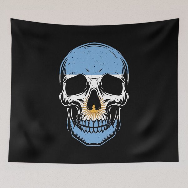 Item preview, Argentina Skull Flag Vintage Skeleton Argentina designed and sold by Lenny Stahl.