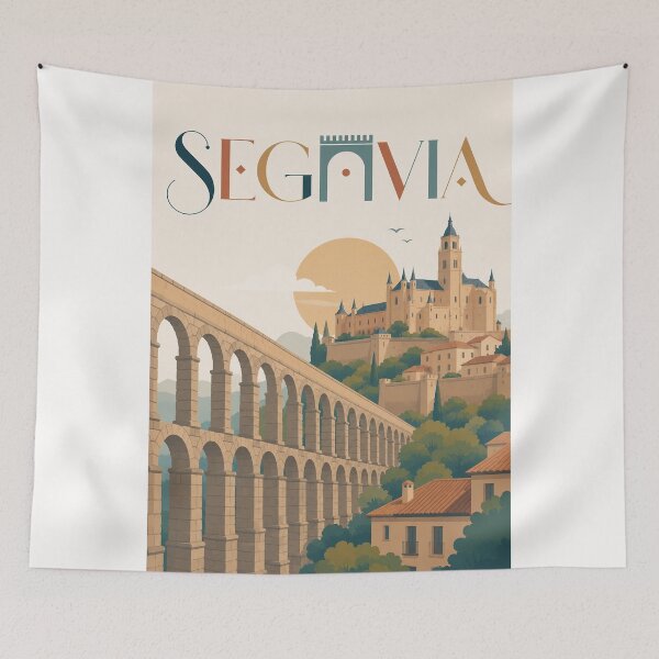 Item preview, Segovia Aqueduct and Alcazar de Segovia Castilla y Leon Spain designed and sold by Places On Earth.