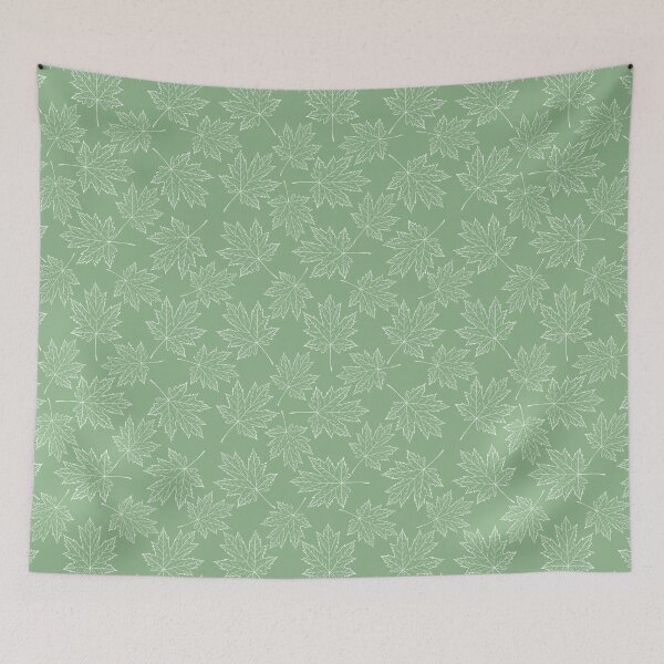 Item preview, Patel Green and White Maple Leaf Pattern designed and sold by SolGalaxyDesign.