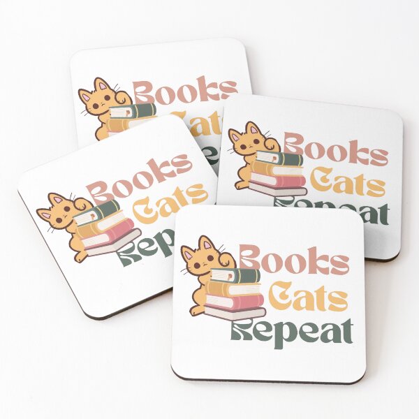 Item preview, Books Cats Repeat – Cute Cat Reading Book Illustration designed and sold by Sondosyazanart.