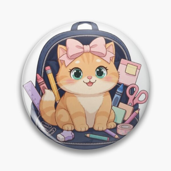 Item preview, Kawaii Cat In Backpack With School Supplies designed and sold by Moody Vibes Studio.