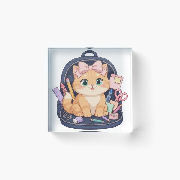 Item preview, Kawaii Cat In Backpack With School Supplies designed and sold by Moody Vibes Studio.