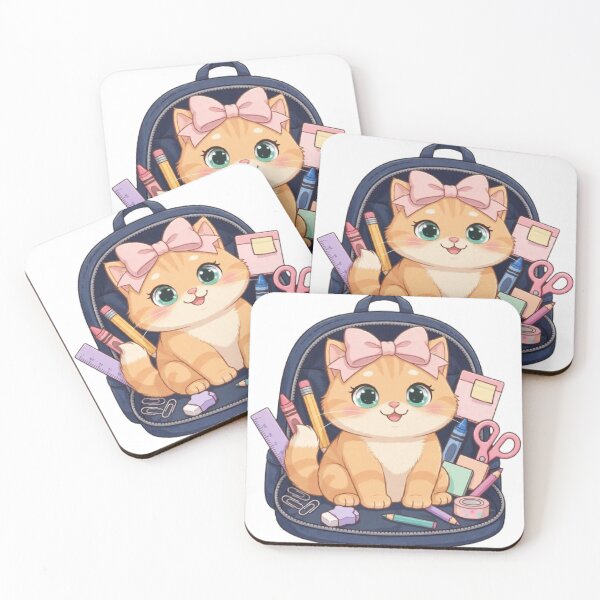 Item preview, Kawaii Cat In Backpack With School Supplies designed and sold by Luna's World .