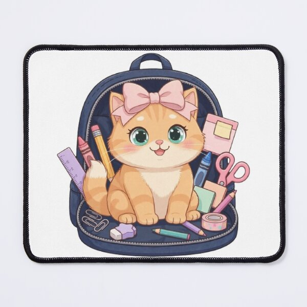 Item preview, Kawaii Cat In Backpack With School Supplies designed and sold by Moody Vibes Studio.