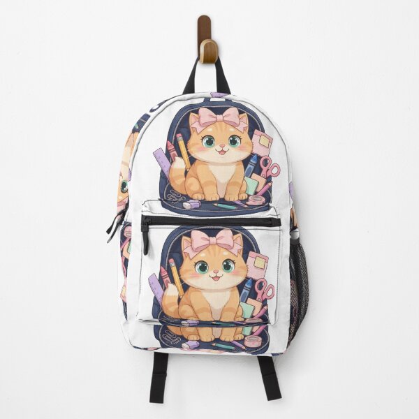 Item preview, Kawaii Cat In Backpack With School Supplies designed and sold by Moody Vibes Studio.