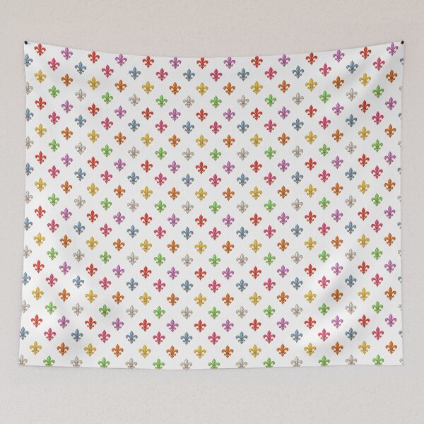 Item preview, Multicolored Tiny Fleur-de-lis Pattern Design - White  designed and sold by PatternTitan.