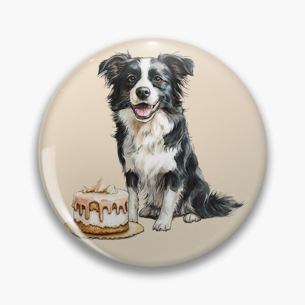 Item preview, Cute Border Collie with Birthday Cake designed and sold by Erika Kaisersot.