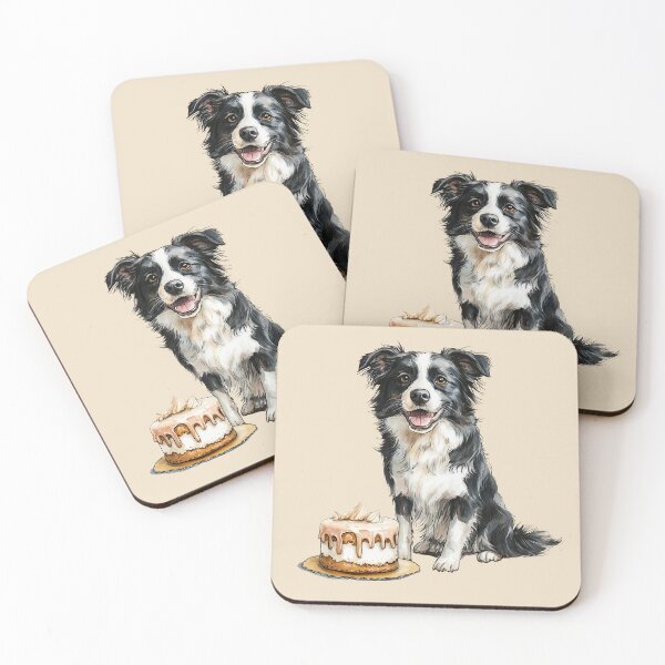Item preview, Cute Border Collie with Birthday Cake designed and sold by Erika Kaisersot.