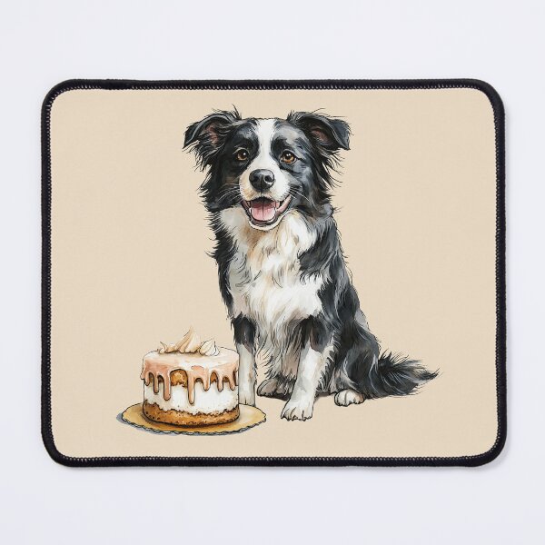 Item preview, Cute Border Collie with Birthday Cake designed and sold by Erika Kaisersot.