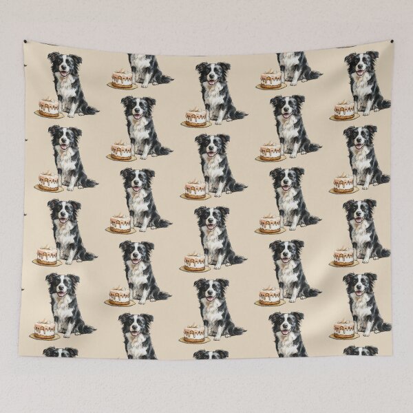 Item preview, Cute Border Collie with Birthday Cake designed and sold by Erika Kaisersot.