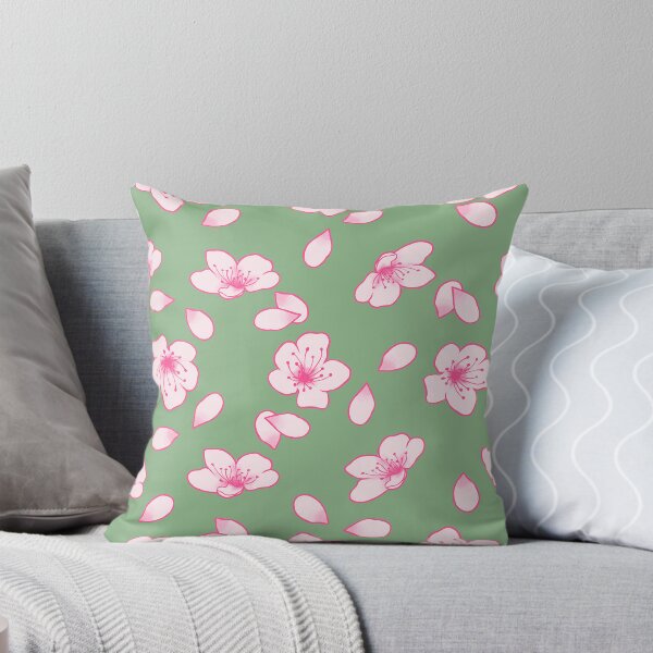 Item preview, Green and Pink Cherry Blossom Pattern designed and sold by SolGalaxyDesign.