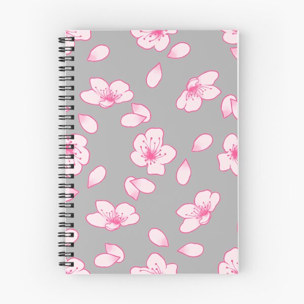 Aperçu de l'œuvre Motif fleurs de cerisier rose et gris clair créée et vendue par SolGalaxyDesign.