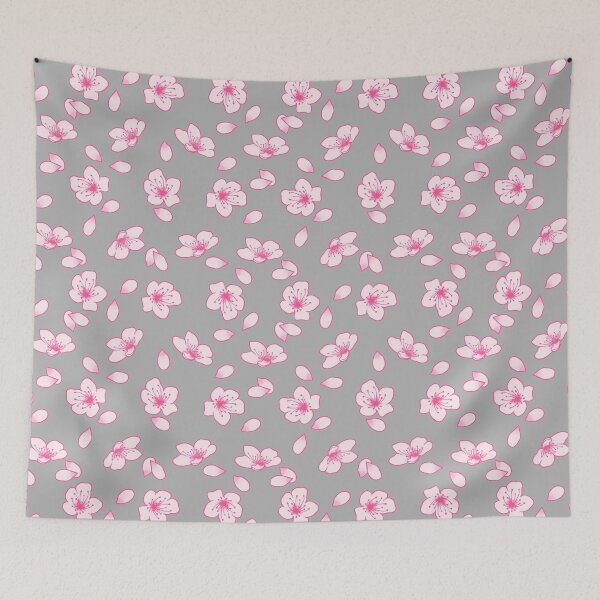 Item preview, Light Grey Pink Cherry Blossom Pattern designed and sold by SolGalaxyDesign.