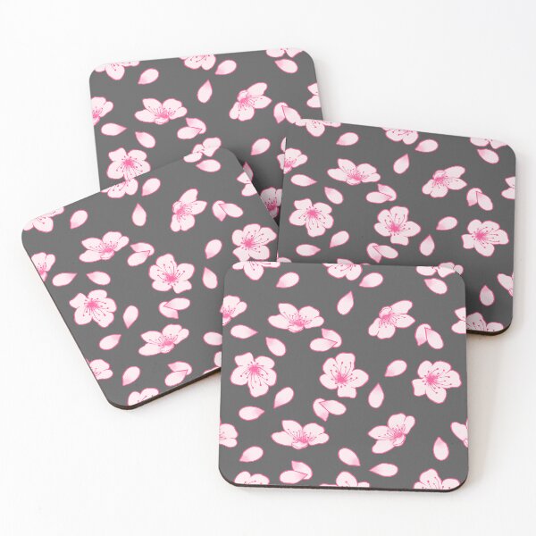 Item preview, Dark Grey and Pink Cherry Blossom Pattern designed and sold by SolGalaxyDesign.