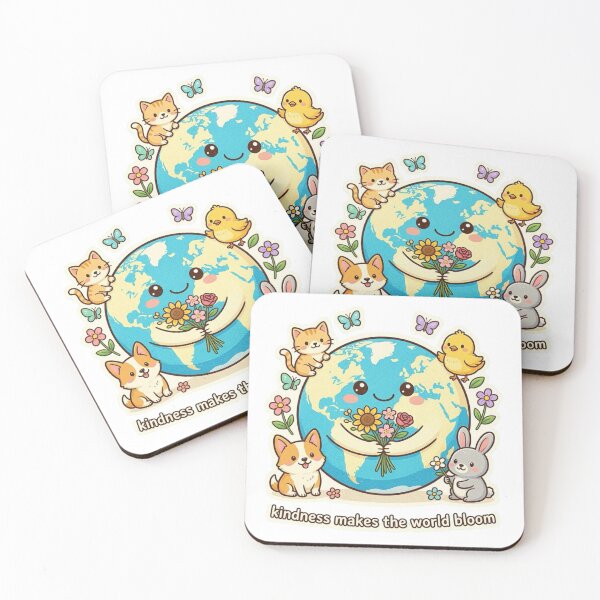 Item preview, Kindness Makes The World Bloom Cute Kawaii Earth Animals designed and sold by carestazafeli.