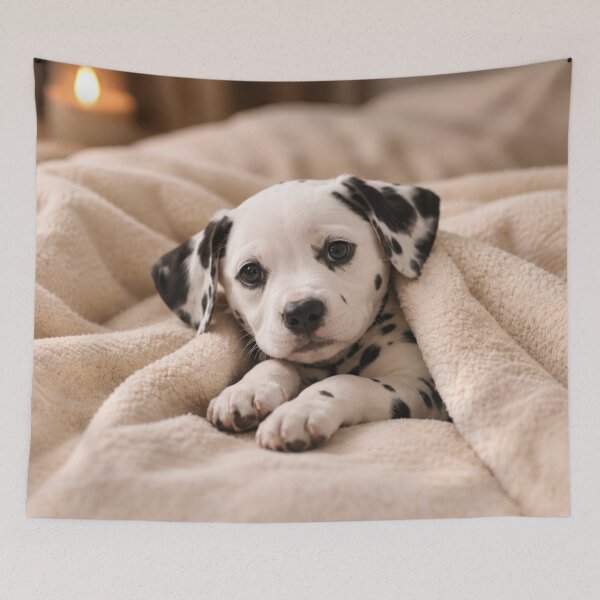 Item preview, Cozy Dalmatian Puppy Wrapped in a Soft Blanket designed and sold by Wild Bloom Paws.
