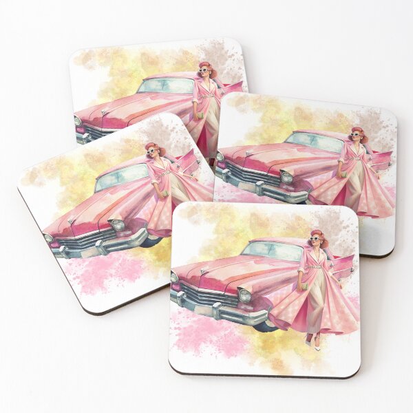 Item preview, Pink Cadillac with Woman and Water Color Spread designed and sold by Angellacelin.