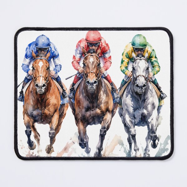 Item preview, Dynamic Horse Racing Jockeys Watercolor Art designed and sold by BetweenForms.