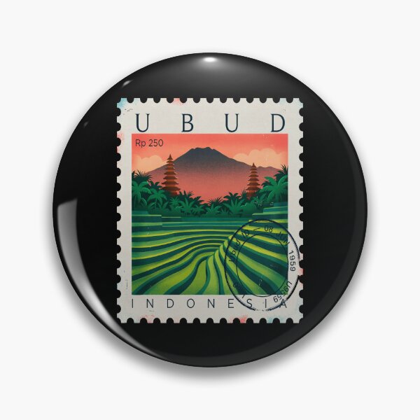 Item preview, Ubud Bali Rice Terraces Jungle Temple Stamp Sticker designed and sold by stickercuffs.