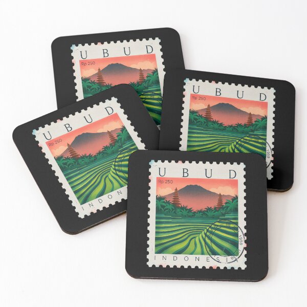 Item preview, Ubud Bali Rice Terraces Jungle Temple Stamp Sticker designed and sold by stickercuffs.