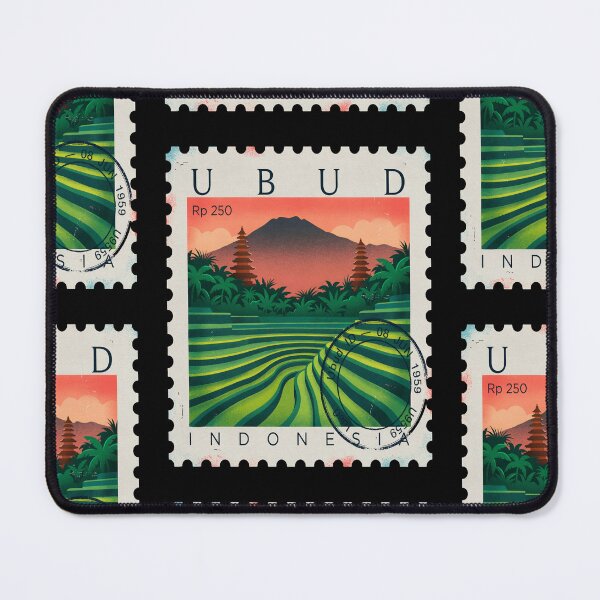 Item preview, Ubud Bali Rice Terraces Jungle Temple Stamp Sticker designed and sold by stickercuffs.