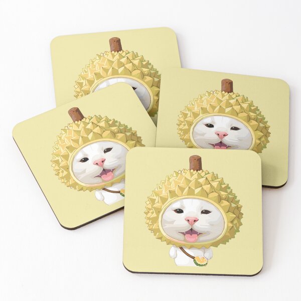 Item preview, Cute Durian Cat - Adorable Kitten in Fruit Costume Kawaii Art designed and sold by arfindo-indra.