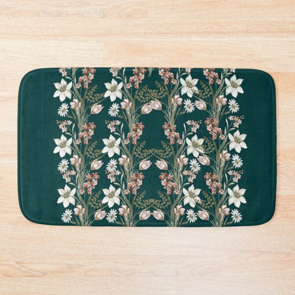 Item preview, Deep Emerald Vintage Botanical Lily and Blush Tulip Pattern designed and sold by Jyoti-Quotes.