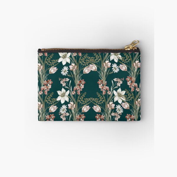 Item preview, Deep Emerald Vintage Botanical Lily and Blush Tulip Pattern designed and sold by Jyoti-Quotes.